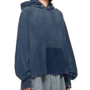 Ropa Urbana Personalizada para Hombre, Sudaderas Extra Grandes con Dobladillo Deshilachado, Sudaderas con Borde Deshilachado sin Bolsillos, Nueva Moda 2025 - Product Image 5