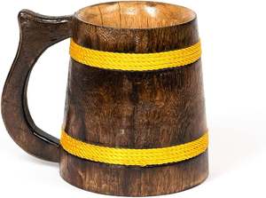 Chope à bière Viking de style médiéval durable en bois fait à la main rétro tasse brune chope à bière en chêne sculpture sur bois chope à bière en bois - Product Image 4