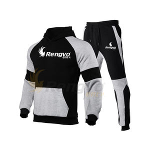 Conjunto de chándal informal de otoño e invierno de talla grande para hombre, pantalones con capucha, ropa deportiva de algodón/poliéster, chándal de gimnasio - Product Image 1