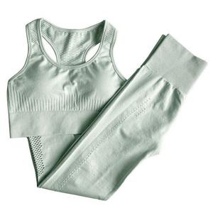 Conjunto de Yoga Deportivo para Mujer, Personalizado, Otoño, Sin Costuras, Spandex/Poliéster, Cómodo, Suave, Sujetador Deportivo y Leggings Ligeros - Product Image 3