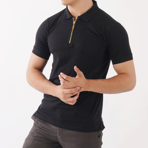 2025 precio competitivo logotipo personalizado y etiqueta de los hombres media cremallera Polo Material transpirable tamaño adulto Slim Fit hombres Polo camisa - Product Image 3