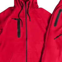 Ensemble 2 pièces de luxe en molleton technique coton/polyester pour homme, respirant, avec fermeture éclair, capuche et pantalon de jogging doublé, 320g, poids lourd, pour l'extérieur