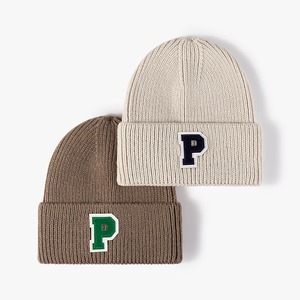 Solid Color Acrylic Knitted Adult Beanie 3D Embroidery Image Embossed 48-50cm <b>Warm</b> Travel Sports Outdoor Casual Unisex <b>Hat</b> - Product Image 1