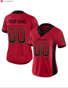 Custom 100% Polyester Football Jersey Burgundy Black-<b>Gold</b> <b>Mesh</b> Drift Fashion Breathable Short Solid Front Printed Techniques - Product Image 4