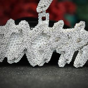 <b>Custom</b> Order 925 Sterling Silver Double Layer Iced Out Charms Luxury <b>Name</b> Pendant VVS Moissanite Diamond Wedding Gift Pendants - Product Image 5