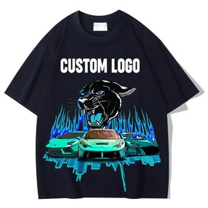 Personalizada de alta calidad 100% de peso pesado Pima algodón de bambú orgánico de gran tamaño negro impreso en blanco Logo a granel camisetas de los hombres - Product Image 3