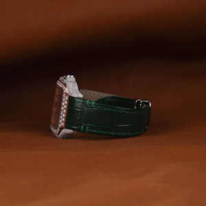 Montre de luxe classique antique à la mode avec date, diamant taille moissanite, demi-sertie, cadran romain multicolore en acier inoxydable vert, 20 mm - Product Image 2