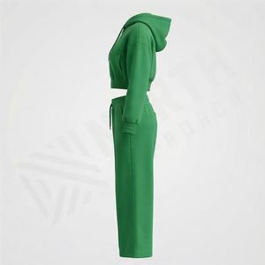 Conjunto Deportivo Informal de Felpa Francesa para Mujer, Sudadera Corta con Cremallera y Estampado, Pantalones Deportivos Transpirables, 100% Algodón Ecológico - Product Image 3