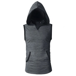 Men's 100% Cotton Gym Clothing Bodybuilding Hooded Tank Top Male Fitness Muscle Sports Breathable <b>Vest</b> Sweatshirt Pocket - Product Image 1