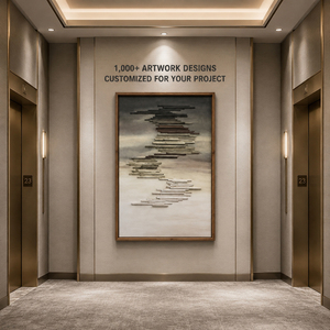 <b>Floating</b> Layers Large Wood Wall Art Custom Size Oil Painting Canvas Handmade Hanging Decor for Apartment Hotel House Project - Product Image 1