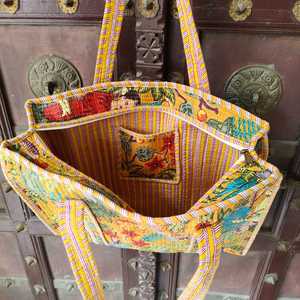 Bolsa de Compras de Algodón de Color Sólido, Hecha a Mano, Acolchada, Estilo Vintage, con Asa de Lona, Reversible, para la Playa, con Cierre - Product Image 3