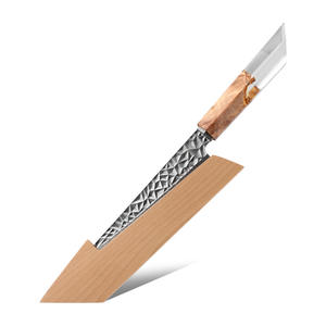 Couteau de chef en acier Damas japonais personnalisé OEM ODM en gros, manche en bois et résine, ambidextre, passe au lave-vaisselle, design moderne - Product Image 2
