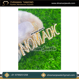 Personnalisable Argent 925 Plaqué Or Bling Style Moissanite VVS Diamant Pendentif Nom Personnalisé Collier-Bijoux Hip Hop - Product Image 3