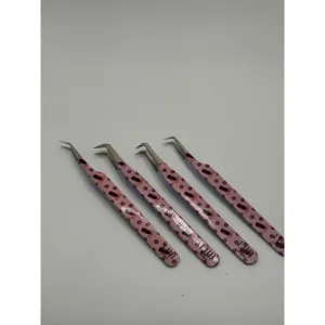 Pinces à extensions de cils en acier inoxydable de précision avec pointes inclinées et pointues pour application de volume - Product Image 5