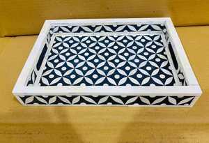 Couture Os Incrustation Motif Plateau De Service À La Main Rectangulaire Haute Couture Plateau Décoratif Durable Os Incrustation Couture pour - Product Image 2