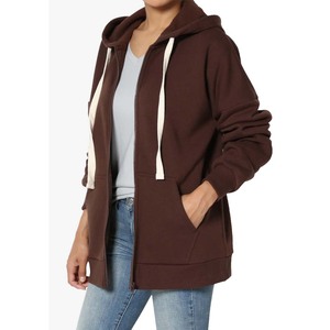 Chaqueta con capucha de forro polar con cremallera y cuello en V para mujer, de longitud media, estampada, cortavientos, talla grande, con mangas largas - Product Image 4