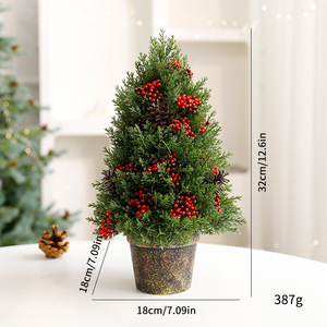 Hot bán nhân tạo trong nhà ngoài trời màu xanh lá cây tuyết tùng Cây giáng sinh trang trí nội thất PE Cây giáng sinh với Red Berry - Product Image 3