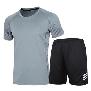 Traje deportivo de gimnasio de secado rápido para hombre, conjunto de baloncesto de seda de hielo ligero transpirable, patrón sólido, 2 uds para deportes de invierno - Product Image 1