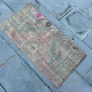 Alfombra Turca de 1.5x3 pies, Alfombra, Alfombra Gris a Rayas de Lana - Product Image 4