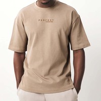 Camiseta de manga corta pesada para hombre, ropa informal de gran tamaño con hombros caídos, camisetas con diseño de logotipo personalizado