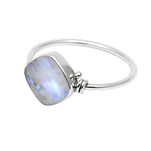 Bague en forme de coussin en argent sterling 925 avec pierre de lune arc-en-ciel naturelle pour femme et fille, bijoux faits à la main, fournisseurs à prix d'usine direct - Product Image 1