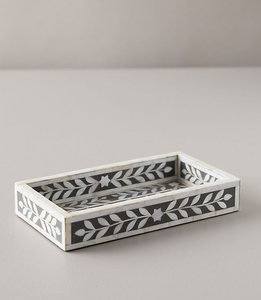 Plateau en os incrusté de qualité supérieure, design moderne et tendance, multifonctionnel, décoration d'intérieur, hôtel, restaurant, fait main, rectangulaire, floral - Product Image 1
