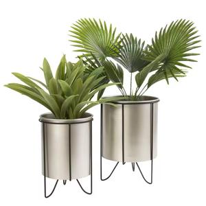 Jardinière en métal décorative de couleur grise et de taille personnalisée pour la maison et le jardin avec support en métal Décoration intérieure intérieure - Product Image 5