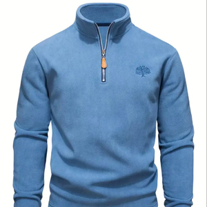 Sweat-shirt à capuche zippé pour homme, coupe droite, col montant en polaire, personnalisable, de haute qualité, uni, pour l'hiver - Product Image 1