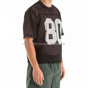 Retro Mesh Boxy Fit Jersey Football Streetwear Custom Screen Print logo <b>T</b> <b>shirt</b> Clothes Cropped <b>v</b> <b>Neck</b> <b>T</b> <b>Shirt</b> for Men - Product Image 5