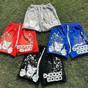 Pantalones cortos bordados con lavado ácido de algodón 100%, diamantes de imitación, diseño informal sólido de cintura media, estampado de pantalla Oxford de punto transpirable ODM - Product Image 1