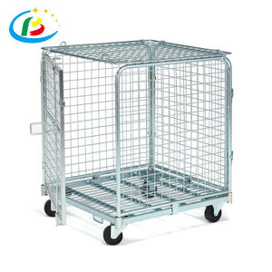 पेशेवर चार पहिया फोर्कलिफ्ट ट्रक रोल कंटेनर टिकाऊ औद्योगिक गोदाम परिवहन फोल्डेबल नेस्टेबल पिंजरे ट्रॉली - Product Image 2