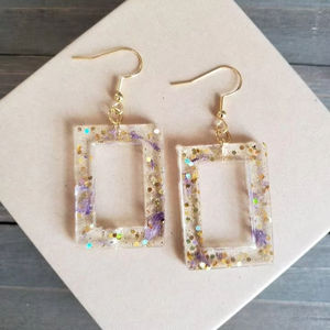 Boucles d'oreilles en bois époxy vadrouille et résine de haute qualité à la mode ensemble de bijoux faits à la main pour filles et femmes - Product Image 1