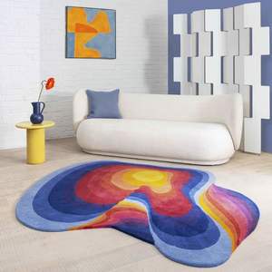 Alfombra de lana con mechones a mano de diseño moderno personalizado de alta calidad, alfombra con sala de estar a mano al por mayor para mechones, textiles indios H/L - Product Image 1