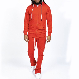 Chándal con logotipo personalizado para hombre, conjunto de dos piezas, chaqueta con cremallera y joggers apilados, ropa deportiva ajustada, venta al por mayor - Product Image 2