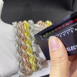 สร้อยคอโซ่ชั้นดีเครื่องประดับฮิปฮอปน้ำแข็งขนาด2มม. 4มม. 5มม. S925เพชรแล็บสีเงิน VVS Moissanite สร้อยคอโซ่เทนนิส - Product Image 6