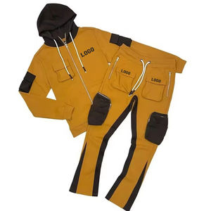 Ensemble survêtement en coton de haute qualité personnalisé 2025, 100% coton molletonné, pantalon de survêtement évasé et sweat-shirt, streetwear, ensemble survêtement délavé à l'acide - Product Image 5