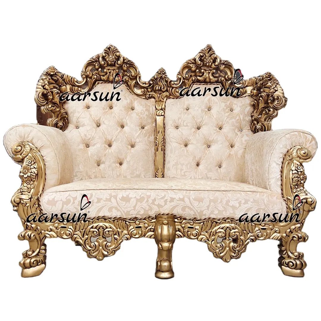 Aarsun High Quality Luxurious 10 Seater Wooden Sofa Collection in Gold polish at best selling Price