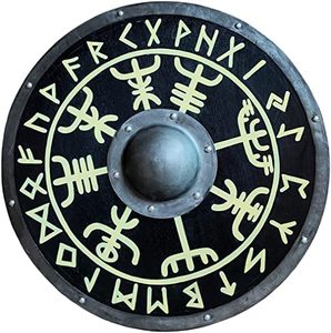 Bouclier Viking multicolore en métal pour la maison ou le bureau, impression numérique, finition cuir, couleur personnalisable, style antique, motif croix - Product Image 4