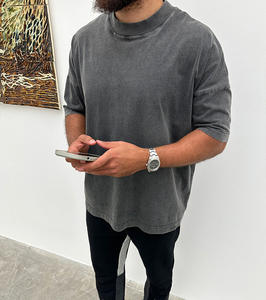 T-shirts vintage surdimensionné de haute qualité délavé à l'acide col rond t-shirt court logo personnalisé 100% coton t-shirt pour hommes - Product Image 6