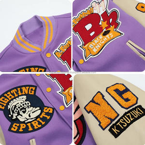 Chaquetas Varsity Personalizadas al por Mayor para Hombre, Estilo Urbano, Tallas Grandes, Cuero, Bordado Chenille, Cuello Alto, Logotipo Frontal, 2026 - Product Image 6