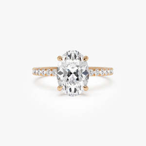 Anillo de compromiso único con diamante cultivado en laboratorio de 2.40 ct, corte E-F VS, en oro de 14K, con halo oculto ovalado pavé, ideal para regalo de aniversario nupcial. - Product Image 2
