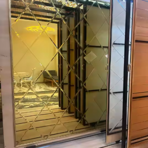 Panneaux de miroir mural en verre décoratifs classiques de luxe dorés, design moderne pour les intérieurs - Product Image 1