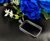 Pendentif rectangulaire en argent sterling 925 plaqué or 18 carats de haute qualité, 12x20mm, avec serti vierge en forme de poire, composants de bijoux