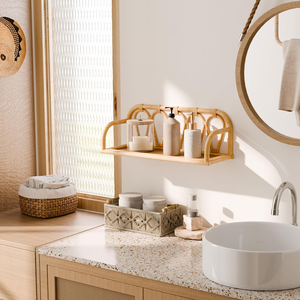 Estante de mimbre de pared natural bohemio de ratán hecho en Vietnam material ecológico utilizado para la decoración del hogar estante de almacenamiento al por mayor - Product Image 3