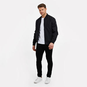 Chaqueta Bomber Negra de Invierno para Hombre, Colección de Invierno, Venta al por Mayor, Alta Calidad, Personalizada, Estilo Hip Hop, Chaqueta de Invierno con Cuello Alto, Chaqueta de Tela para Hombre - Product Image 4