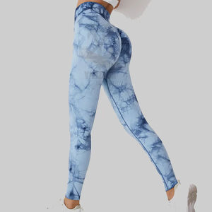 Vente en gros de leggings de yoga teintés à carreaux taille haute vêtements de sport vêtements de sport pour retarder - Product Image 3
