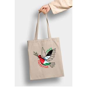 Bolso Tote de Piel Sintética PU con Diseño de Pájaro 'Free Palestine', con Cierre de Cremallera y Forro de Lona, Ideal para el Verano - Product Image 1