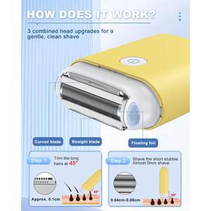 Depiladora Eléctrica Impermeable para Mujer, Inalámbrica, para Uso en Seco y Húmedo, con Cuchilla Única para Depilación de Brazos y Piernas, con Clasificación IPX7 - Product Image 4