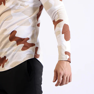 T-shirt pour homme à manches longues 100% coton, séchage rapide, col rond, avec impression par sublimation, tissu tricoté, livraison directe d'usine - Product Image 3
