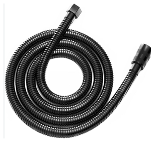 Tuyau de douche 140 cm en acier inoxydable noir, tuyau de raccordement pour salle de bain - Product Image 1